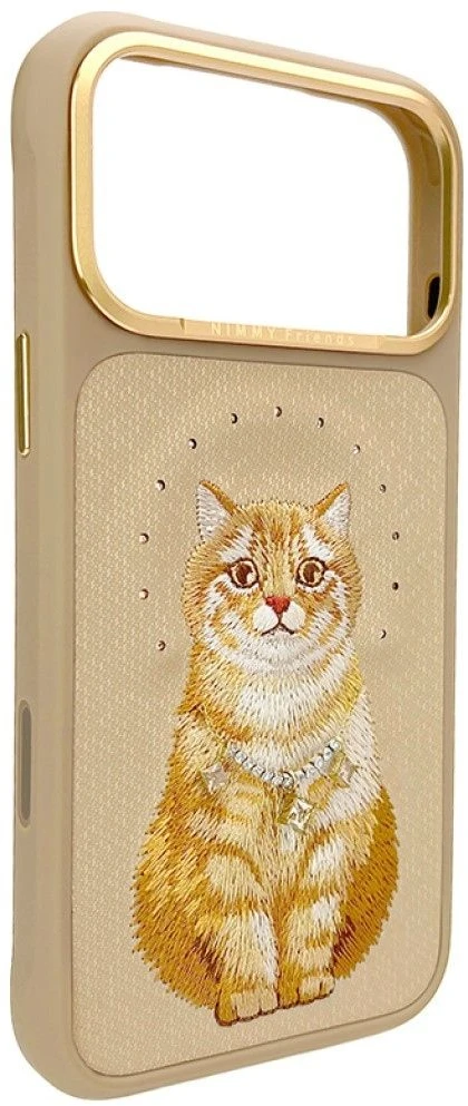 Dėklas NIMMY case LUCKY FASHION CAT compatible with MagSafe for IPHONE 18 Pro/17 Pro ruda