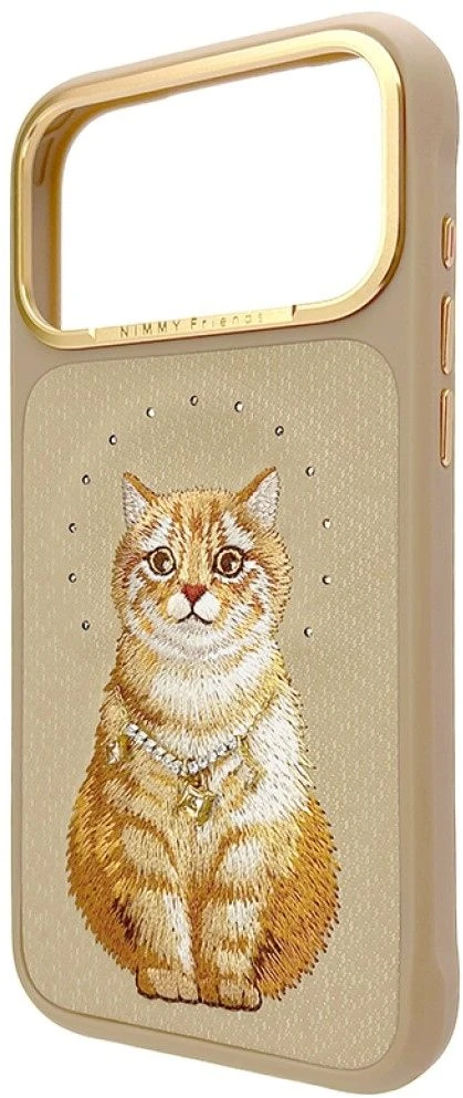 Dėklas NIMMY case LUCKY FASHION CAT compatible with MagSafe for IPHONE 18 Pro Max/17 Pro Max ruda