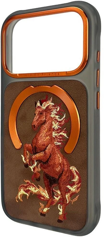Dėklas NIMMY case MAGNETIC FANTASY ANIMAL HORSE compatible with MagSafe for IPHONE 18 Pro Max/17 Pro Max oranžinis