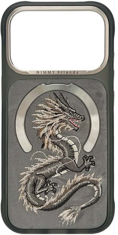 Dėklas NIMMY case MAGNETIC FANTASY ANIMAL DRAGON compatible with MagSafe for IPHONE 18 Pro/17 Pro pilkas