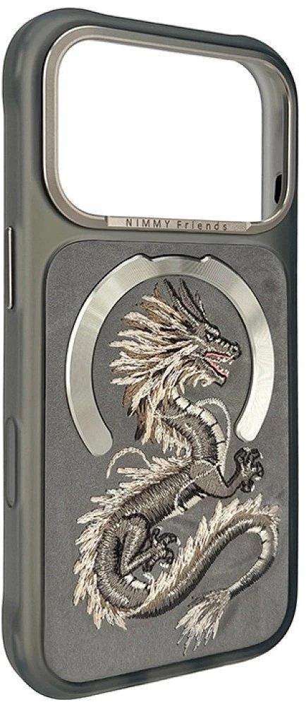 Dėklas NIMMY case MAGNETIC FANTASY ANIMAL DRAGON compatible with MagSafe for IPHONE 18 Pro/17 Pro pilkas