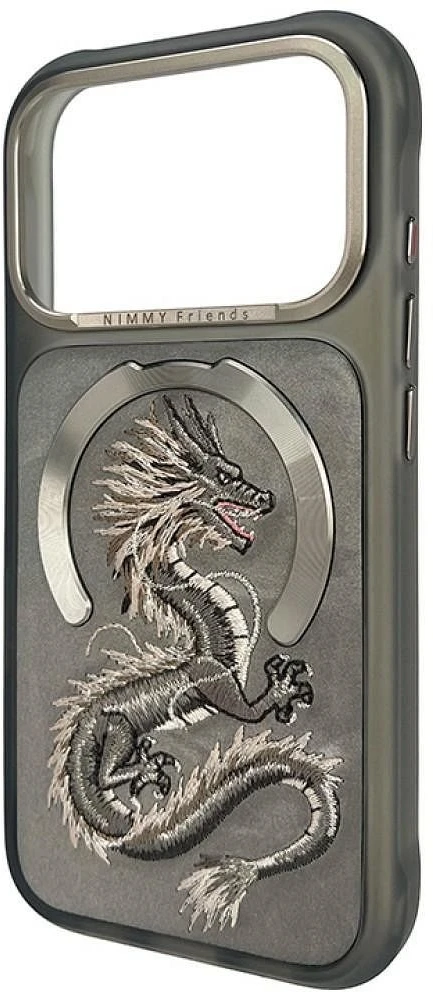 Dėklas NIMMY case MAGNETIC FANTASY ANIMAL DRAGON compatible with MagSafe for IPHONE 18 Pro Max/17 Pro Max pilkas