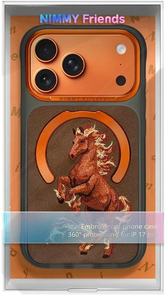 Dėklas NIMMY case MAGNETIC FANTASY ANIMAL HORSE compatible with MagSafe for IPHONE 18 Pro Max/17 Pro Max oranžinis