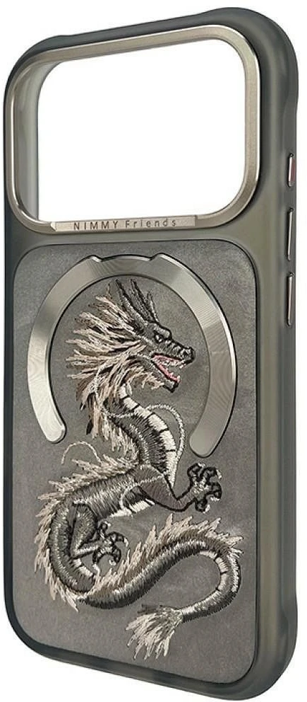 Dėklas NIMMY case MAGNETIC FANTASY ANIMAL DRAGON compatible with MagSafe for IPHONE 18 Pro/17 Pro pilkas