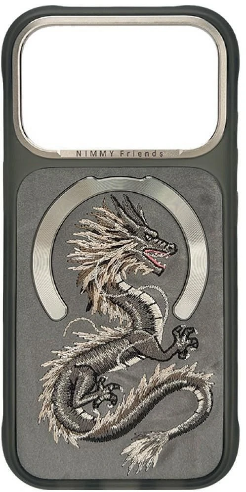 Dėklas NIMMY case MAGNETIC FANTASY ANIMAL DRAGON compatible with MagSafe for IPHONE 18 Pro Max/17 Pro Max pilkas