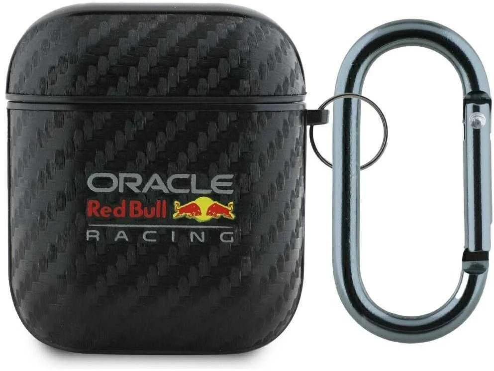 Red Bull Raudona Bull Dėklas Raudona Bull PU Carbon Logo skirtas AirPods 1/2 juodos spalvos