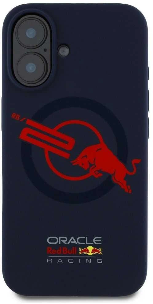 Red Bull Raudona Bull Dėklas Raudona Bull HC Silicone ORBR20 Logo Raudona Lining to Apple iPhone 16 MagSafe navy mėlynas