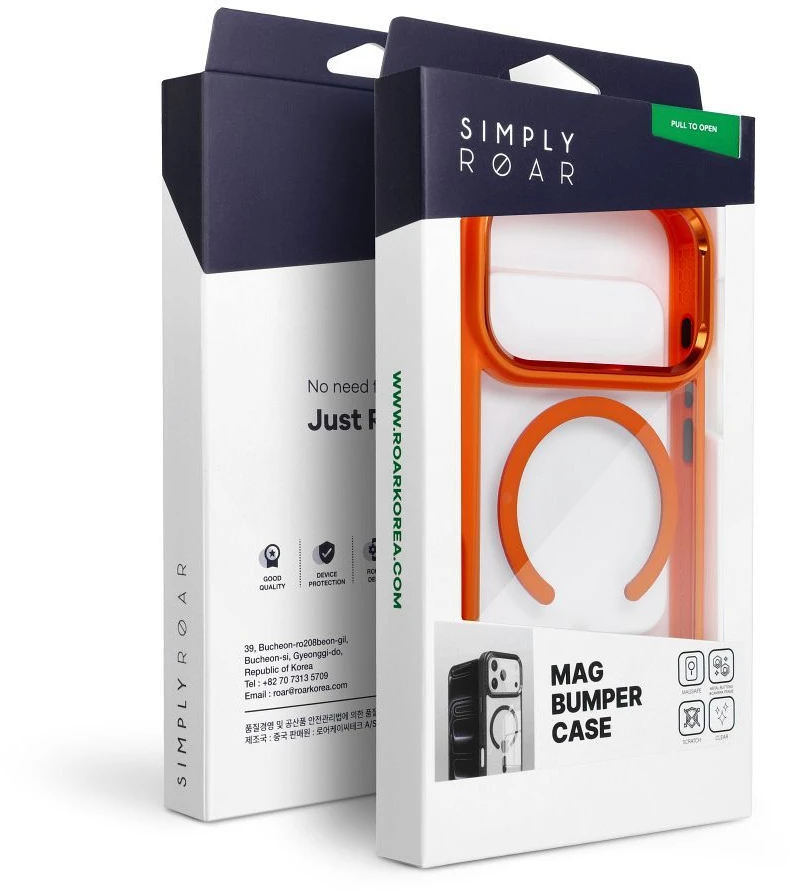 Dėklas ROAR case MAG BUMPER compatible with MagSafe for IPHONE 18 Pro / 17 Pro oranžinis