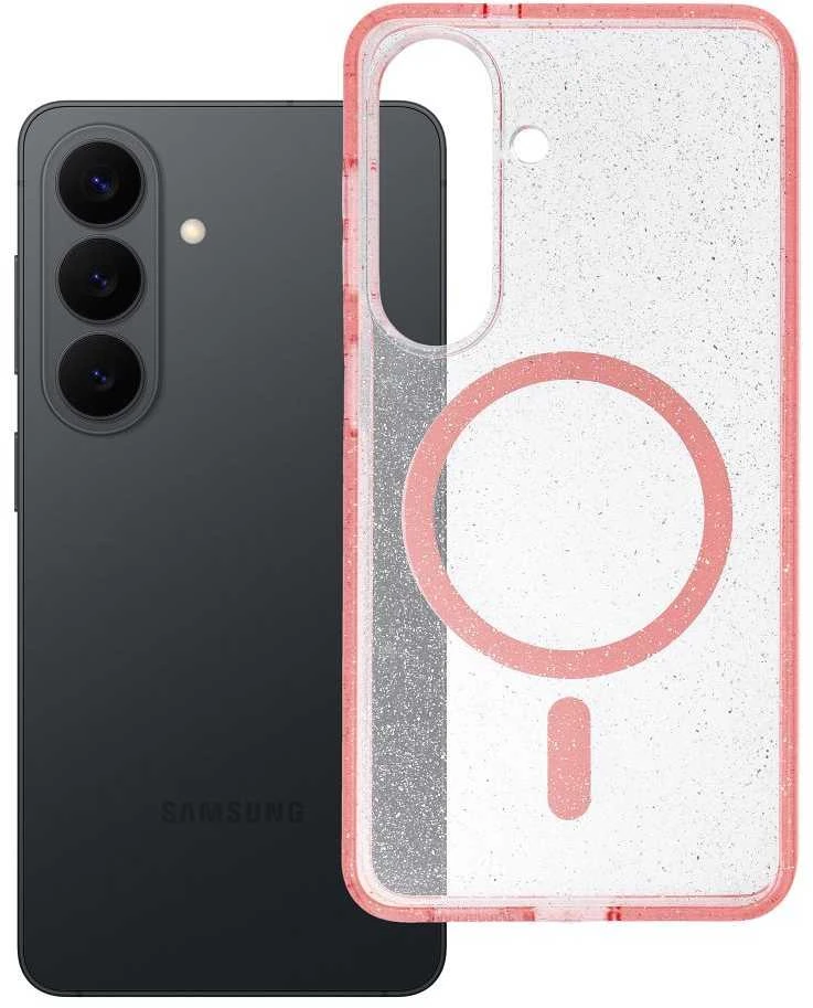 Oem Dėklas na Samsung S26 Clear Mag Cover - Glitter (Str) zgodne su MagSafe różówy glitter