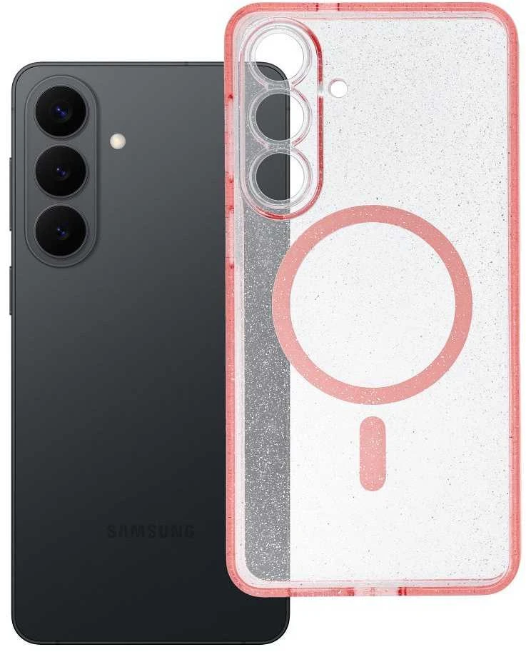 Oem Dėklas na Samsung S26 PLUS Clear Mag Cover - Glitter (Str / Camera Protection) suderinamas su MagSafe blizgučiais