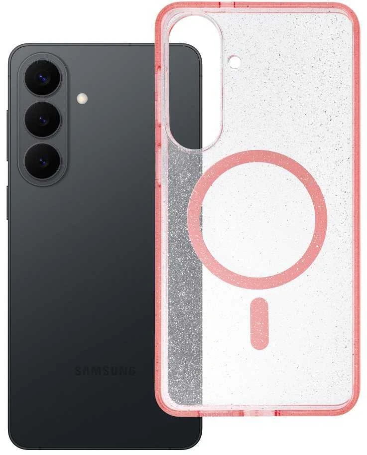 Oem Dėklas na Samsung S26 PLUS Clear Mag Cover - Glitter (Str) zgodne su MagSafe rožinė glitter