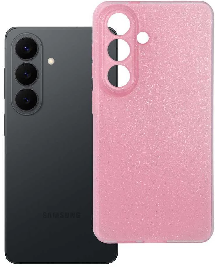 Oem Samsung S26 skaidrus dėklas 2 mm mirksinčios rožinės spalvos