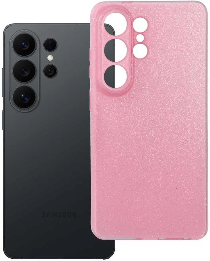 Oem Samsung S26 ULTRA skaidrus dėklas 2 mm mirksinčios rožinės spalvos