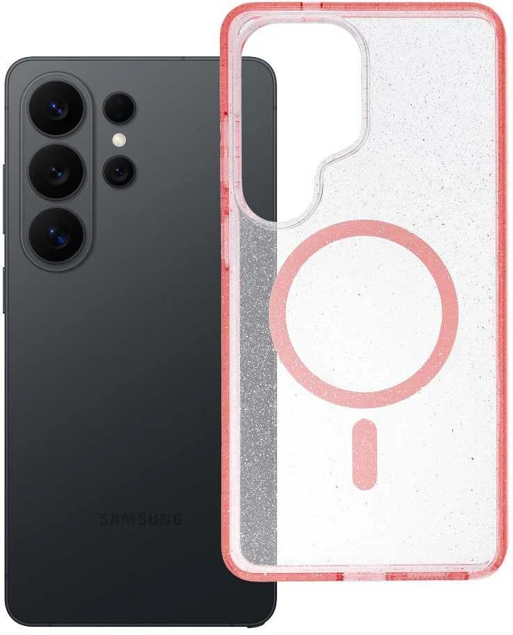 Oem Dėklas na Samsung S26 ULTRA Clear Mag Cover - Glitter (Str) zgodne su MagSafe rožinė glitter
