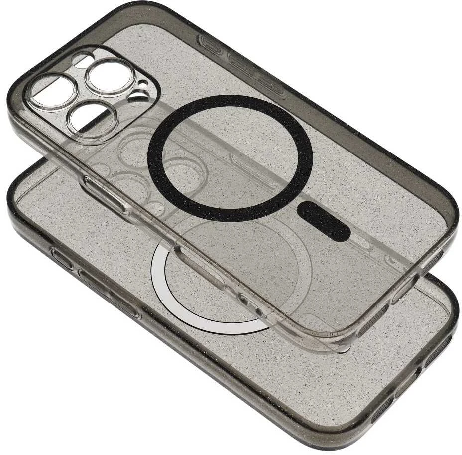 Oem Dėklas na Samsung S26 ULTRA Clear Mag Cover - Glitter (Str / Camera Protection) zgodne su MagSafe juoda glitter