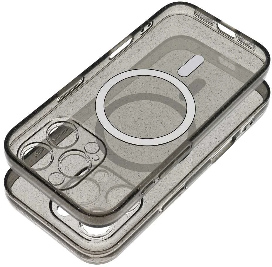Oem Dėklas na Samsung S26 ULTRA Clear Mag Cover - Glitter (Str / Camera Protection) zgodne su MagSafe juoda glitter
