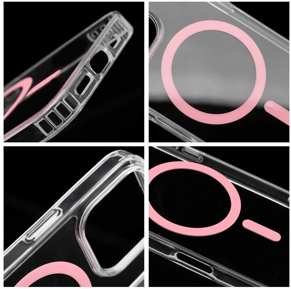 Dėklas Oem Spalvingas žiedinis „Drop Glue“ žurnalo dangtelis, suderinamas su „MagSafe“, tinka SAMSUNG A17, rožinis