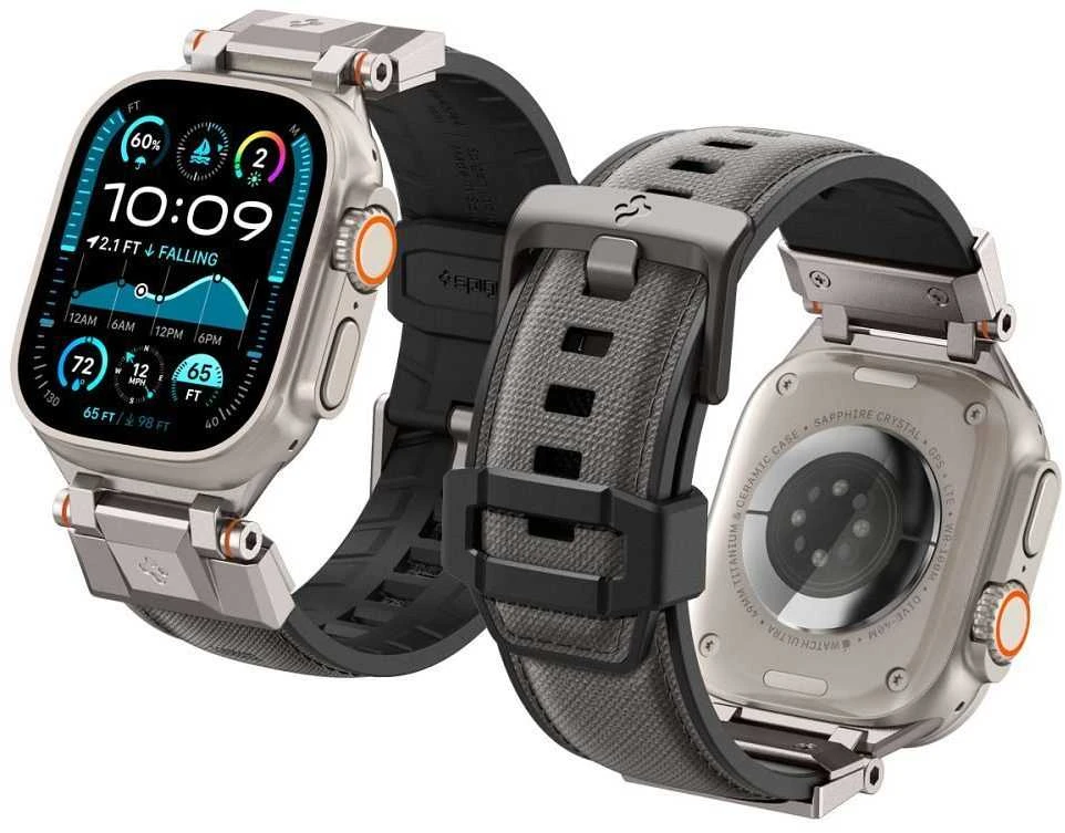 „Spigen DuraPro Armor“ dirželis, skirtas „Apple Watch 44 / 45 / 46 / 49 mm“ – pilkas