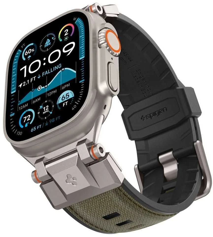 „Spigen DuraPro Armor“ dirželis, skirtas „Apple Watch 44 / 45 / 46 / 49 mm“ – Žalias