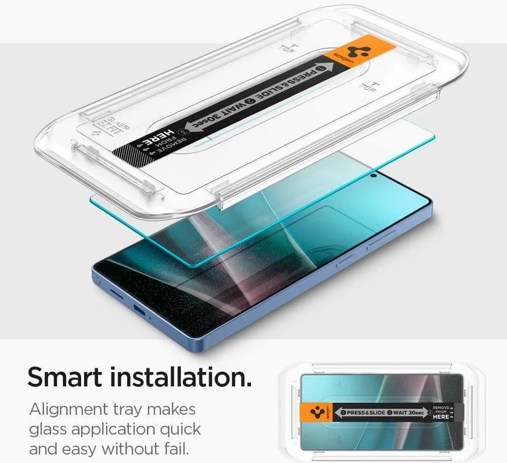 Spigen apsauginis stiklas GLAS.TR”EZ FIT” HD 2-pack skirtas Samsung Galaxy S25 Ultra transparent