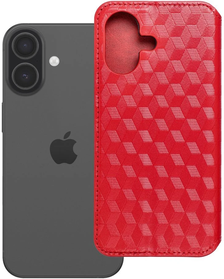 OEM atverčiamas dėklas iPhone 17 / 18 Cubic Book, raudonas