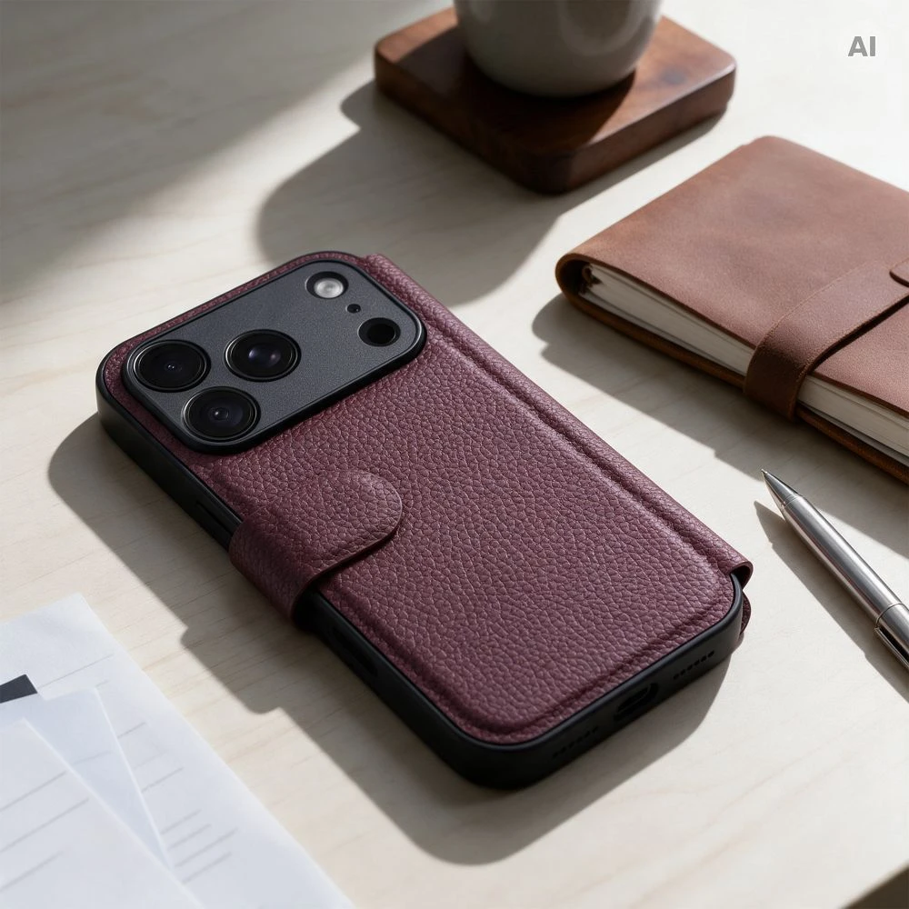 Oem Flip case for iPhone 17 PRO MAX / 18 PRO MAX Max Protect dark cherry