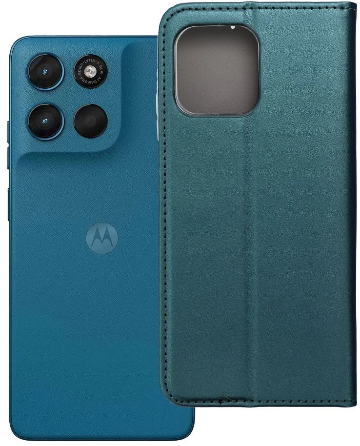 OEM atverčiamas dėklas Motorola G57 Power Smart Magneto tamsiai žalias