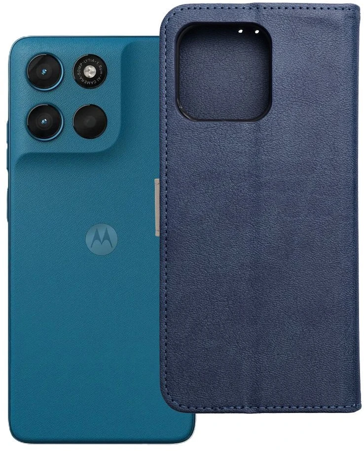 Dėklas Oem Flip case, skirtas „Motorola G57 POWER" Split Book, tamsiai mėlynas ir kreminis