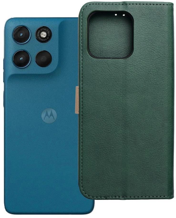 Dėklas Oem Flip case for Motorola G57 POWER Split Book žalia ir auksinė