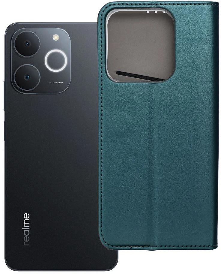 Realme NOTE 70 Smart Magneto atverčiamas dėklas, tamsiai žalias