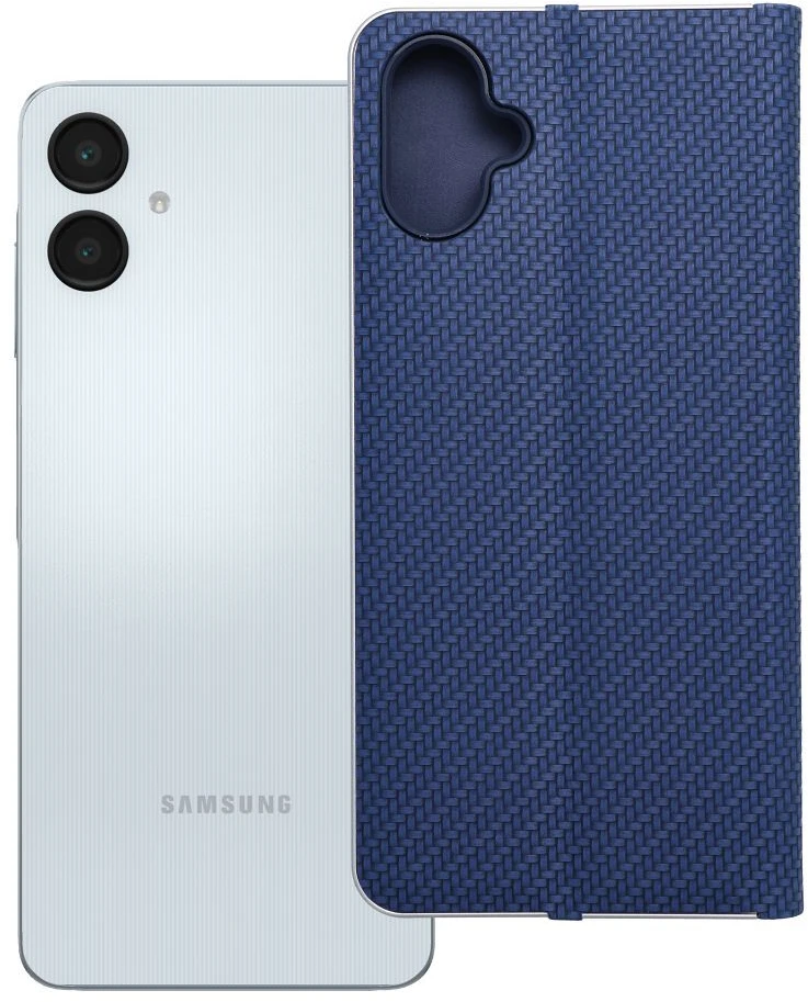 Dėklas Oem LUNA Book Carbon skirtas Samsung Galaxy A06 mėlynos spalvos