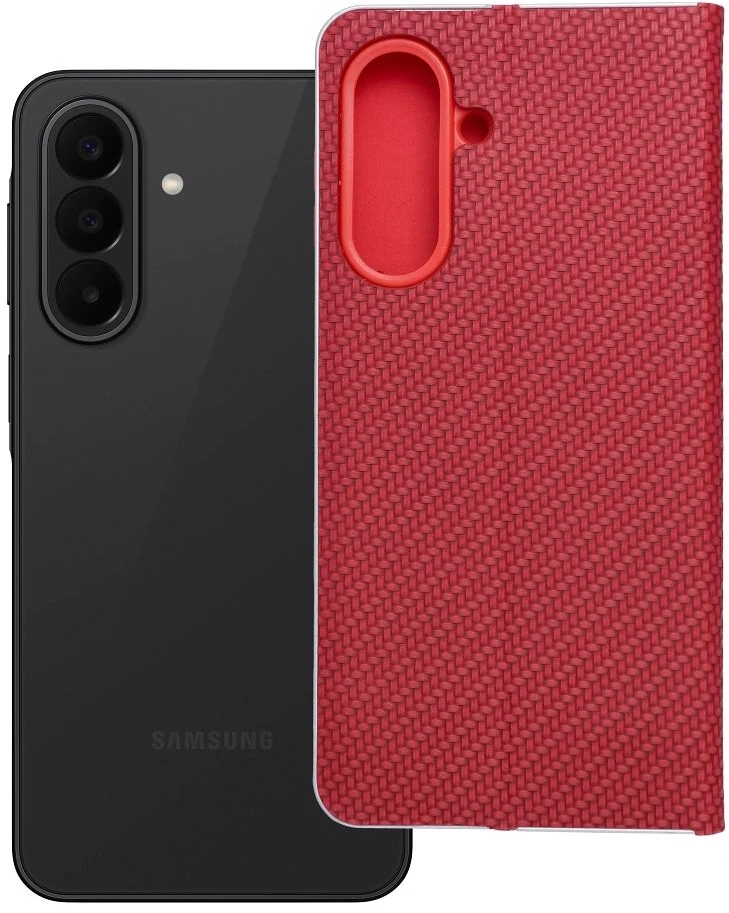 Oem Dėklas su atlenkiamu viršeliu Samsung A27 Luna Book Carbon raudonas