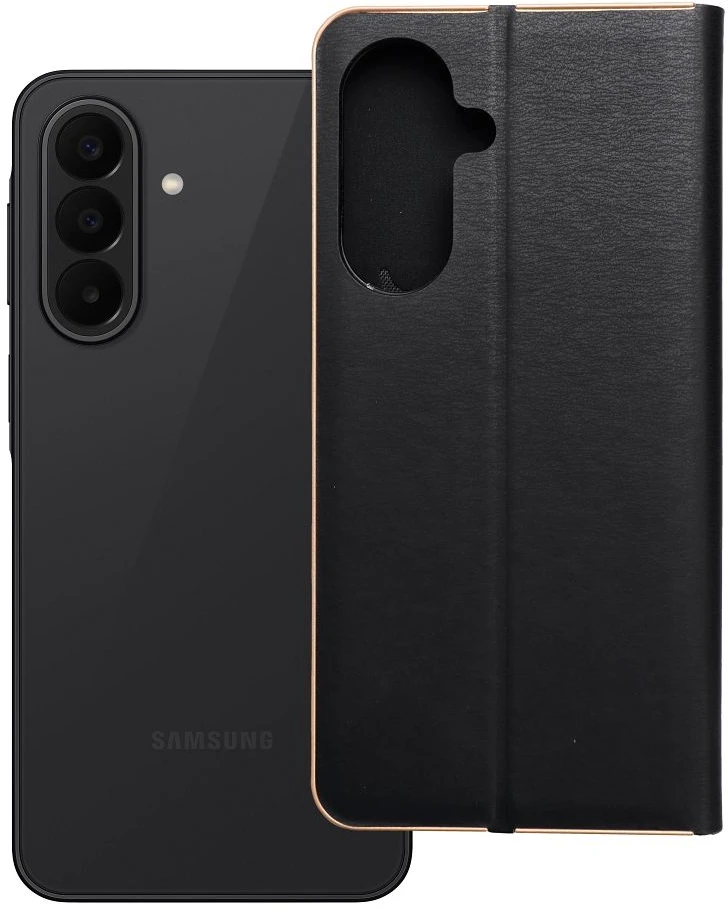 Oem Dėklas su klapką na Samsung A27 Luna Book Gold juoda