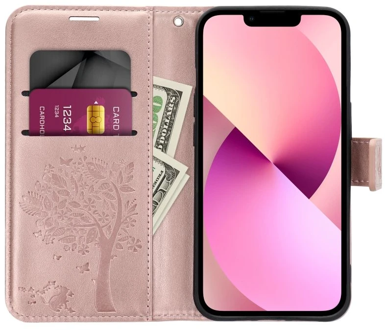 Oem Dėklas su klapką na Samsung A27 Mezzo Book mandala złoto-rožinė