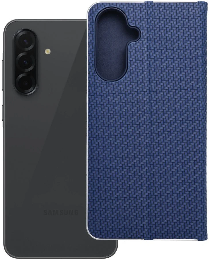 Dėklas Oem LUNA Book Carbon skirtas Samsung Galaxy A36 5G mėlynos spalvos