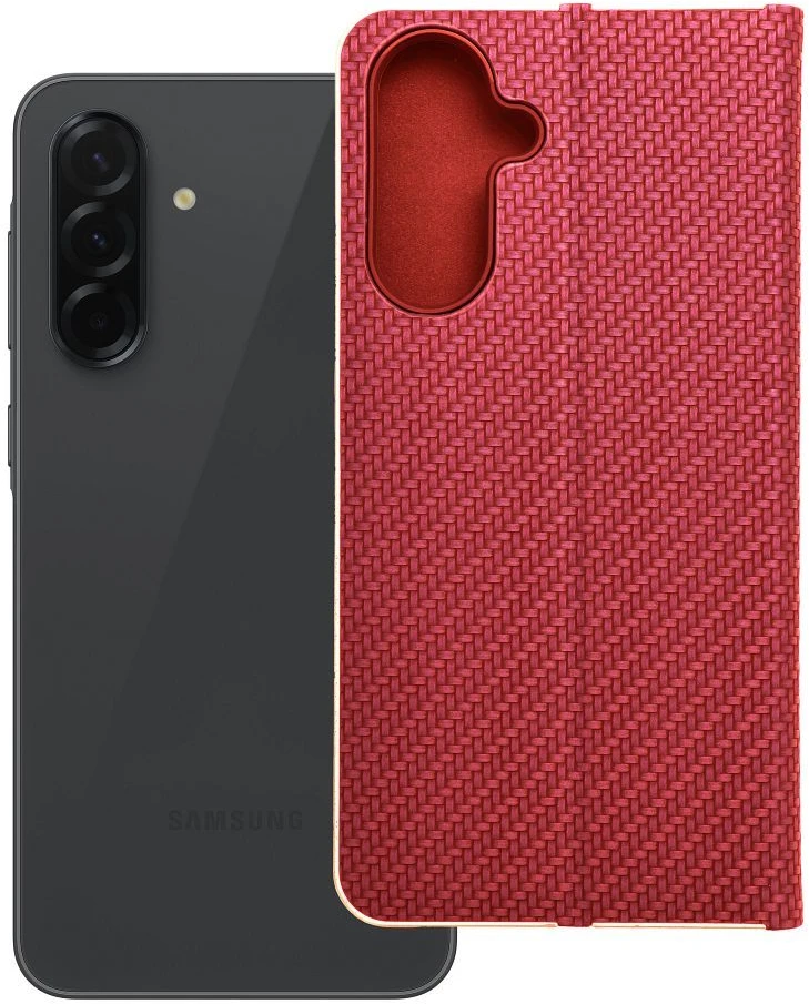 Dėklas Oem LUNA Book Carbon skirtas Samsung Galaxy A36 5G raudonas