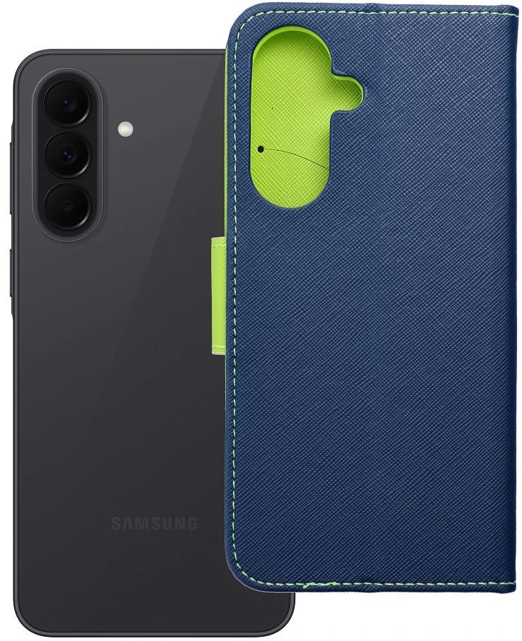 Oem Dėklas su klapką na Samsung A37 Fancy Book tamsiai mėlyna-kalkė