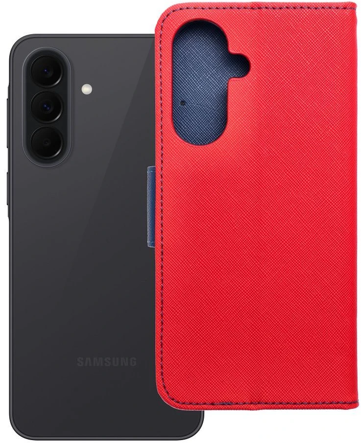 Oem Dėklas su klapką na Samsung A37 Fancy Book raudona-tamsiai mėlyna