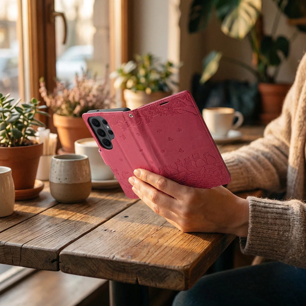 Oem Dėklas su klapką na Samsung A37 Mezzo Book koty raudona