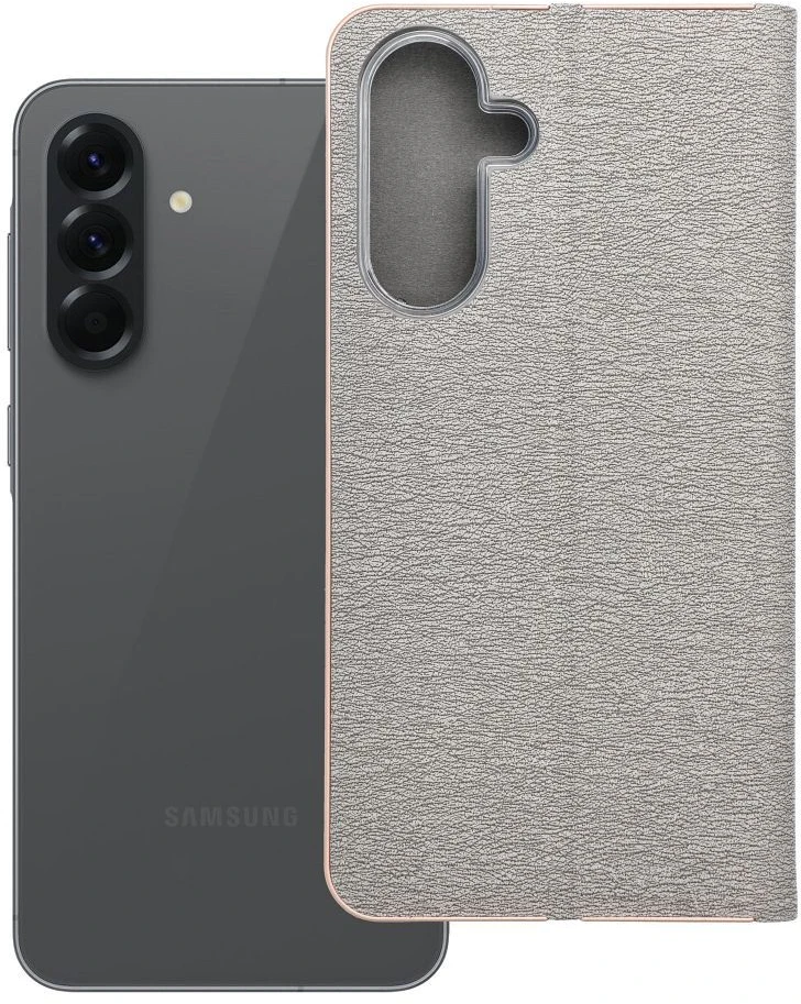 Dėklas Oem LUNA Book Gold skirtas Samsung Galaxy A56 5G sidabro spalvos