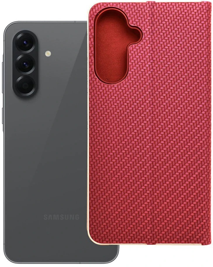 Dėklas Oem LUNA Book Carbon skirtas Samsung Galaxy A56 5G raudonas