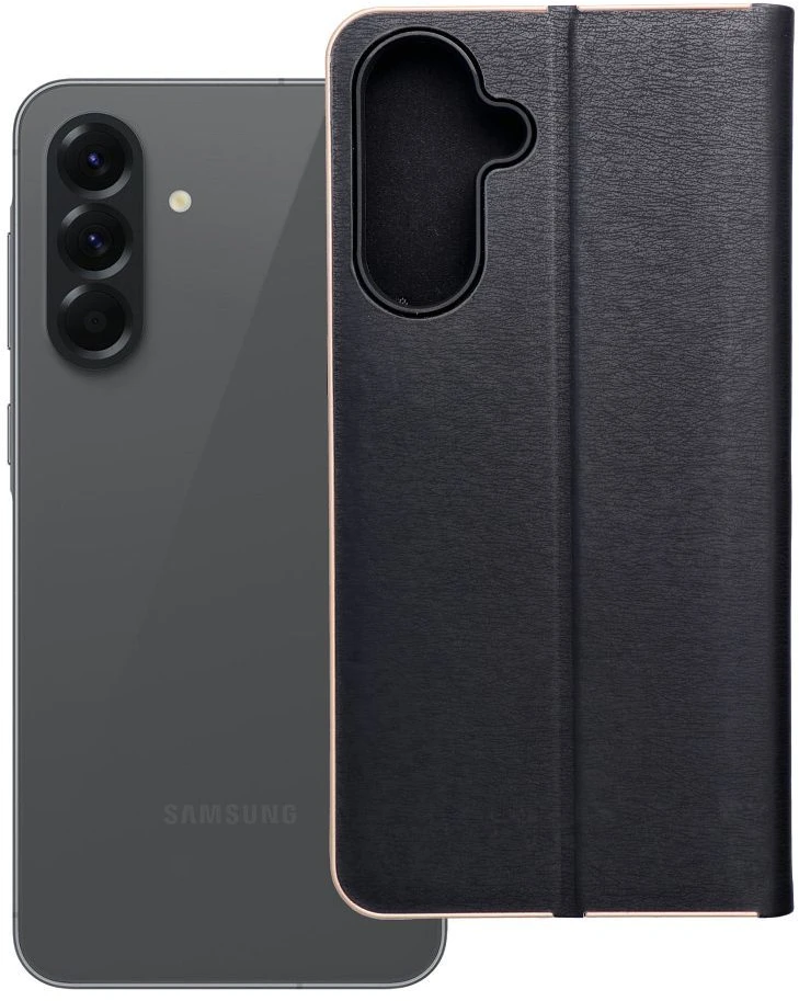Dėklas Oem LUNA Book Gold skirtas Samsung Galaxy A56 5G juodos spalvos