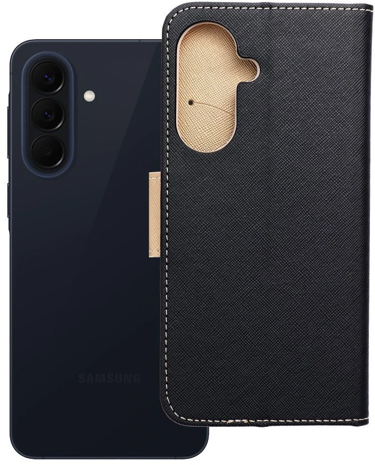 Oem Dėklas su klapką na Samsung A57 5G Fancy Book juoda-auksinė