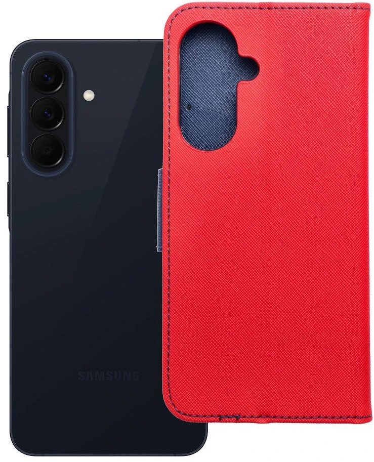 Oem Dėklas su klapką na Samsung A57 5G Fancy Book raudona-tamsiai mėlyna
