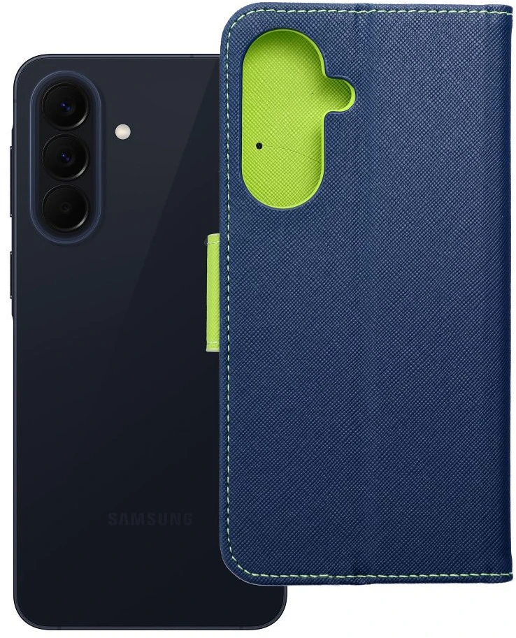 Oem Dėklas su klapką na Samsung A57 Fancy Book tamsiai mėlyna-kalkė