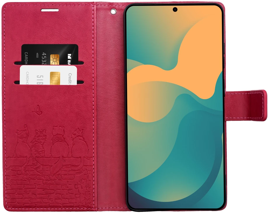 Oem Dėklas su klapką na Samsung A57 5G Mezzo Book koty raudona