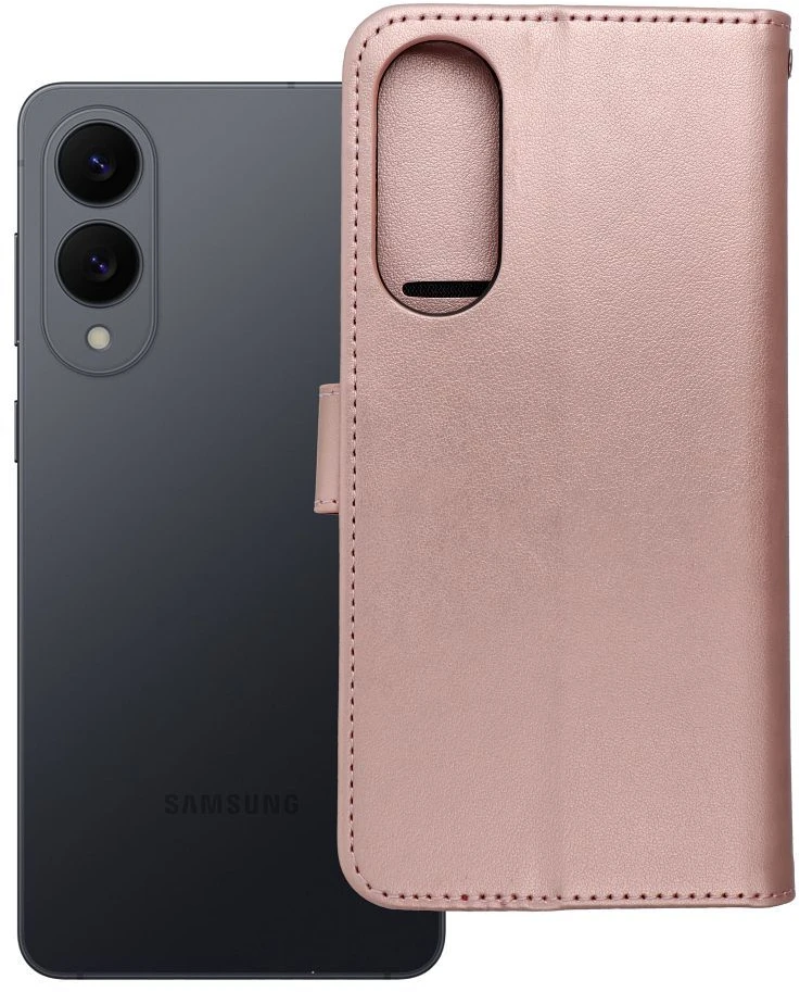 Oem MEZZO Book dėklas skirtas Samsung Galaxy S25 Edge teddy bear rožinio aukso spalvos