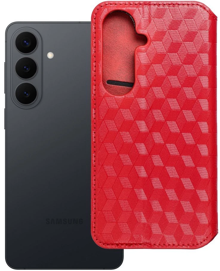 Oem Dėklas su klapką na Samsung S26 Cubic Book raudona