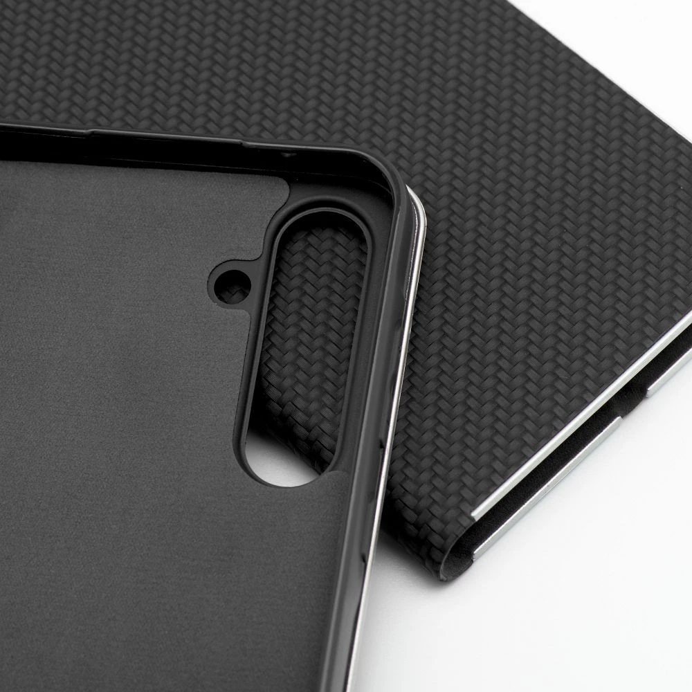 Oem Luna „Book Carbon“ dėklas su klapčiu, skirtas „Samsung S26 FE“, juodas