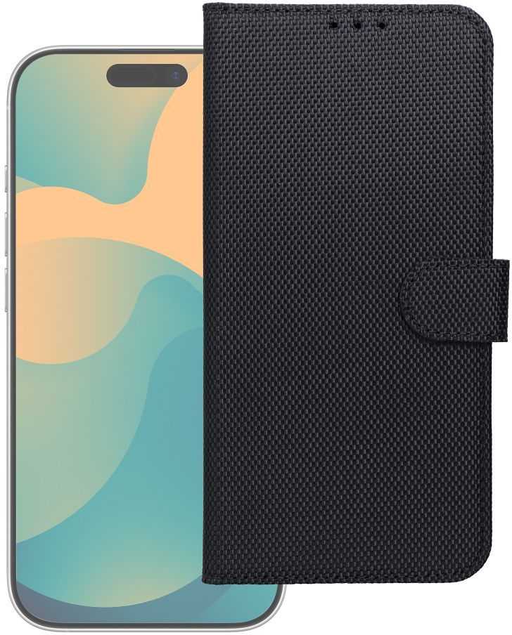 Oem Dėklas su klapką na Samsung S26 PLUS 4Card RFID antykradzieżowe tech fabric juoda
